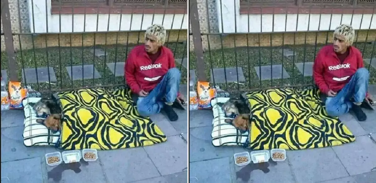 Despite living in poverty, the man’s love for his two dogs never fades