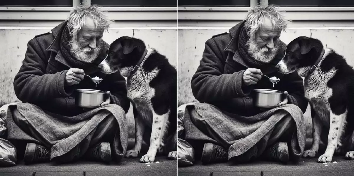 Despite his poverty, this man always takes good care of his dog